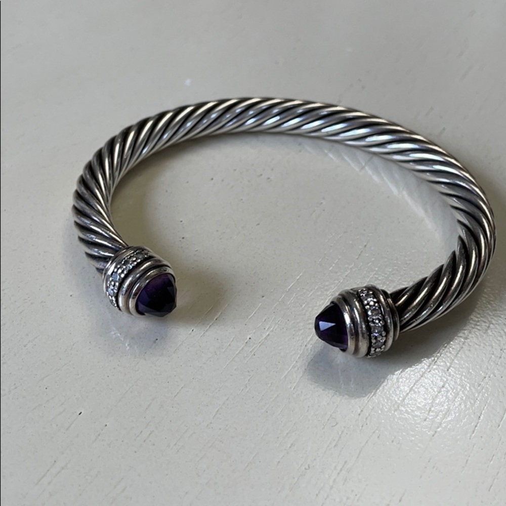 David Yurman 7mm diamond and amethyst bracelet